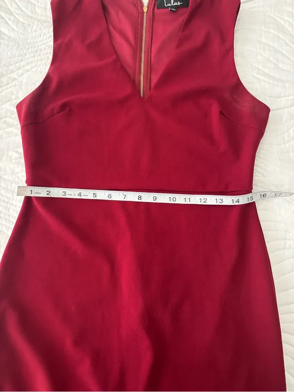 Lulu's Wine-Red V-Neck Midi Dress with Flounce Hem - Image 7