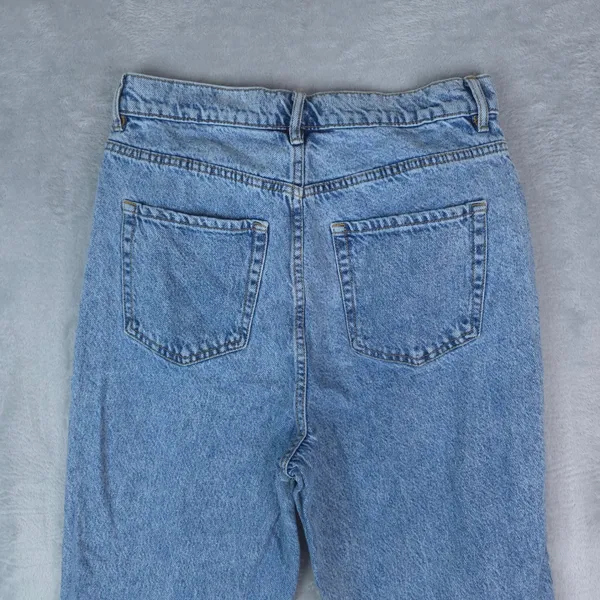 PacSun High‎ Rise Straight Jeans Women 30x27 Blue Button Fly Raw Hem 90s Mom - Image 4