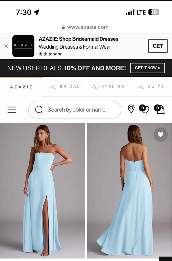 Bridesmaid Azazie Dress - Image 2