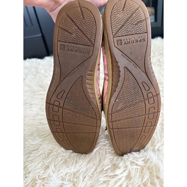 Sperry Top-Sider Boat Shoes Leather Pink Sequins‎ Women's Size 8M - Image 6