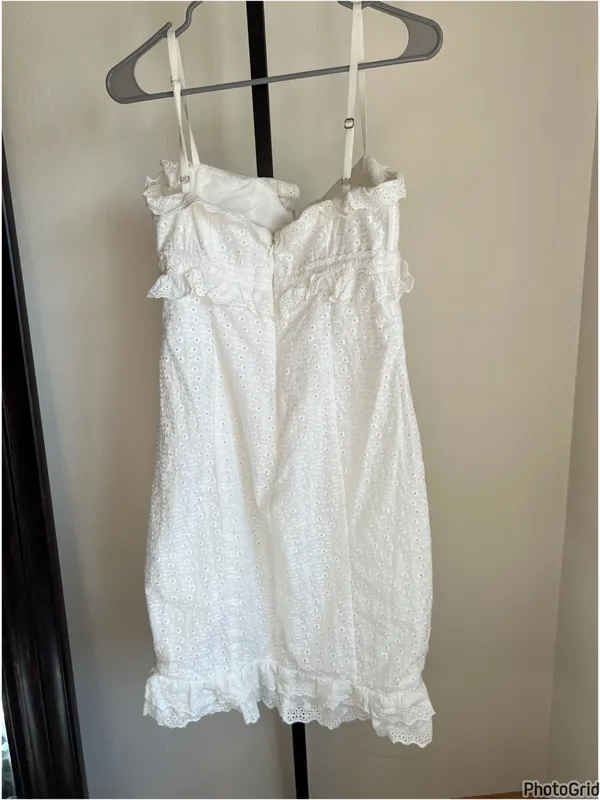 House Of CB Eva White Lace Eyelet Dress Large *hemmed / altered - Image 3