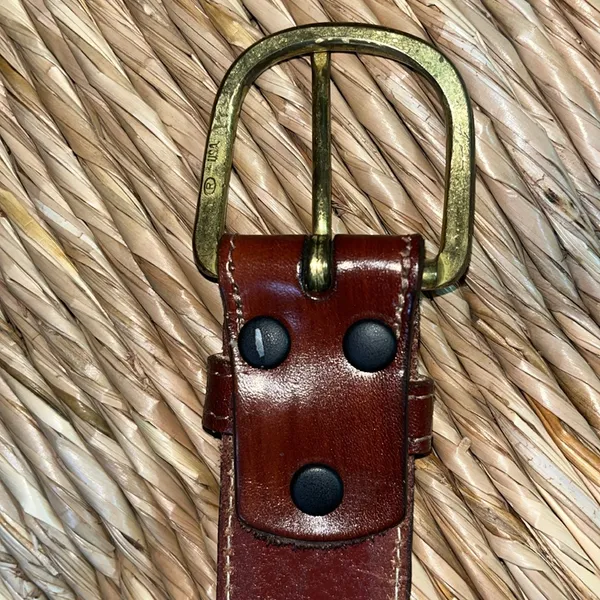Leather brown western unisex belt. Size 34 - Image 4