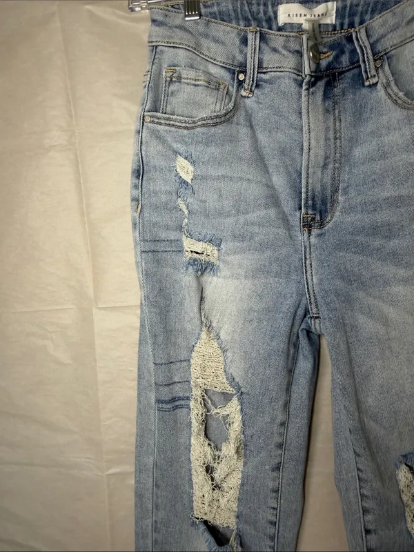 Risen Light Blue Distressed Boyfriend Jeans - Image 4