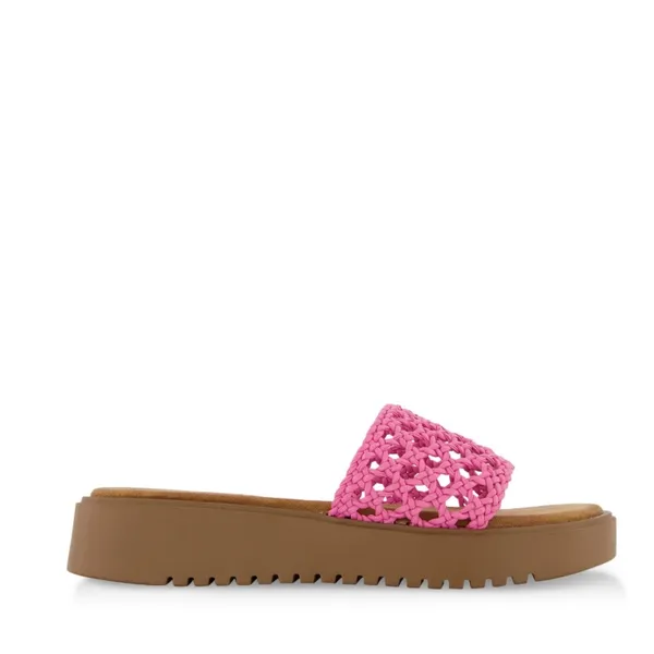 - NEW - Open Toe Woven Band Platform Sandals - Neon Pink, SIZE 10 - Image 2