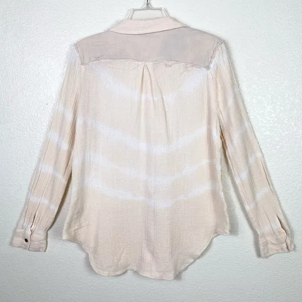 Free People Artisan De Luxe Light Pint Tie Dye Long Sleeve Button Up Shirt - Image 2