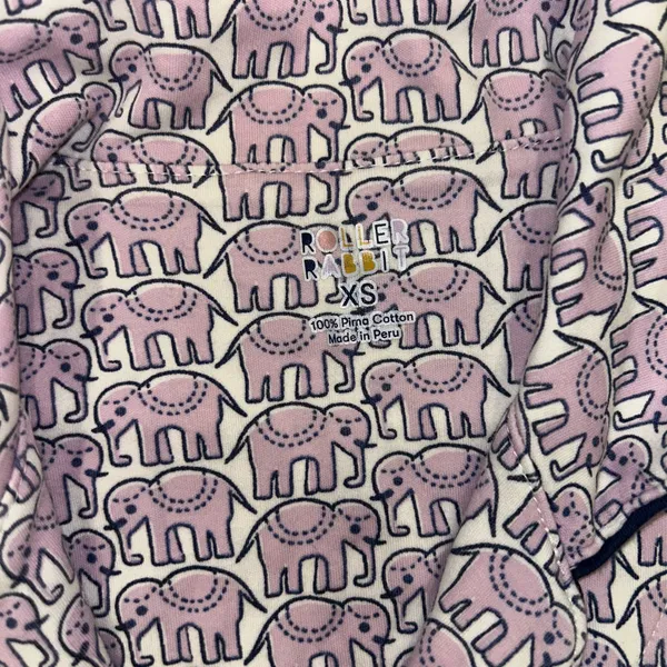 Roller Rabbit Lilac Hathi Elephant Polo Pajamas Purple Size XS Pima Cotton - Image 4