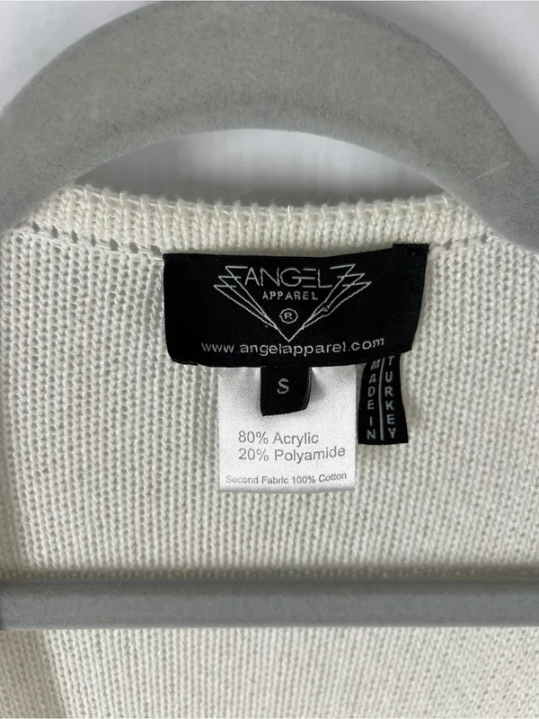Angel Apparel Ivory Belted Longline‎ Cardigan Sweater Size S - Image 2
