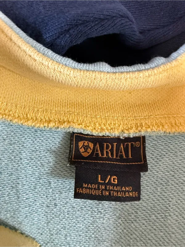 Ariat Pullover Western Baby Blue‎ Barrel Racing 1/4 Zip Rodeo Sweatshirt Lg - Image 7