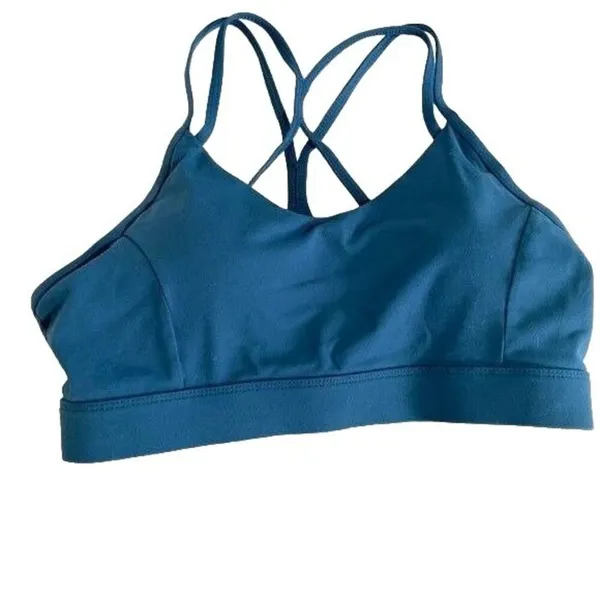Lululemon Strappy Back Sports Bra Medium Teal Blue Medium Impact Athletic - Image 2