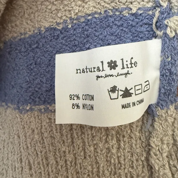 Natural Life Cotton Boho Coastal Relaxed Preppy Striped Sweater Vest M Gray NWT - Image 3