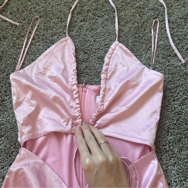 Tic Toc Chic Pink Satin Mini Dress - Image 4