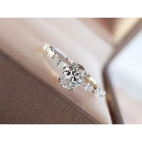 NEW Women's 2Ct Oval Simulated Diamond 14k‎ White Gold Plated Ring Size 7 - Image 12