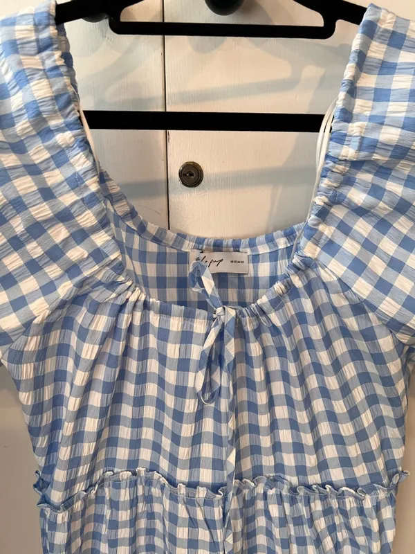 NWT Petal & Pup Blue Gingham Mini Dress Babydoll Smocked Cottagecore - Image 5