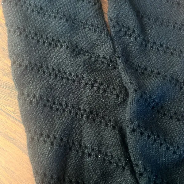 Black Knit Eyelet-Detail Legwarmers (OS) - Image 2