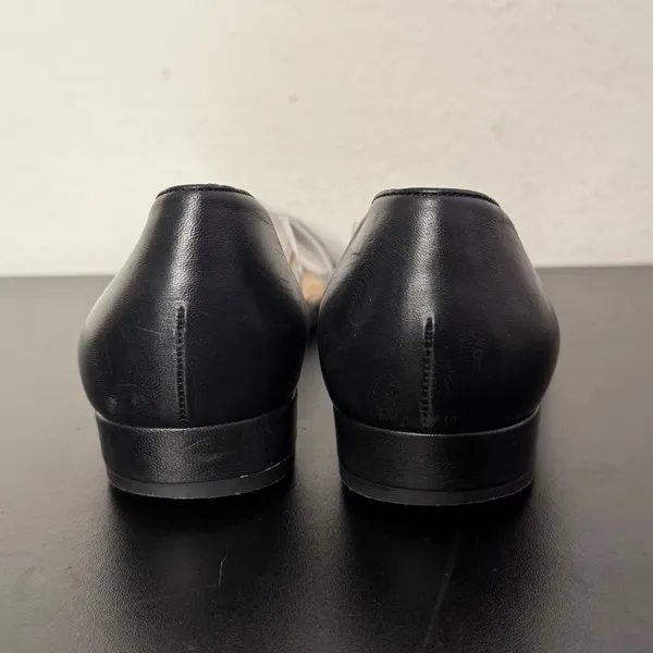 Jon Josef Clear Ballet Flats Black Leather Pointed Cap Toe Womens 7 Casual - Image 8