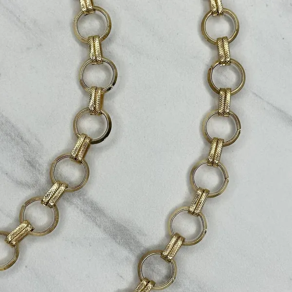 Gold Tone Open Hoop Metal Chain Link Belt Decorative O Ring One Size ✨ - Image 4