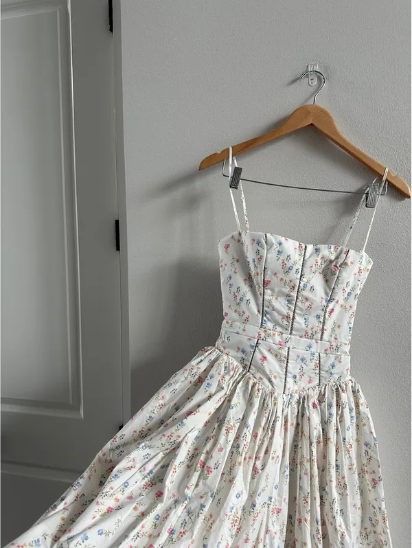 HOUSE OF CB Ysabella White Posy Print Cotton Maxi Sundress NEW Size XS - Image 4