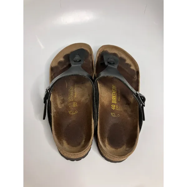 Birkenstock Gizeh Sandals Womens 40 Black Fair Thong Cork Footbed T-Strap - Image 6