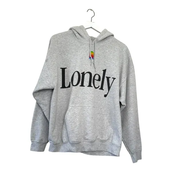 Lonely Ghost The Apple Gray Hoodie Sweatshirt Size Large - Image 6