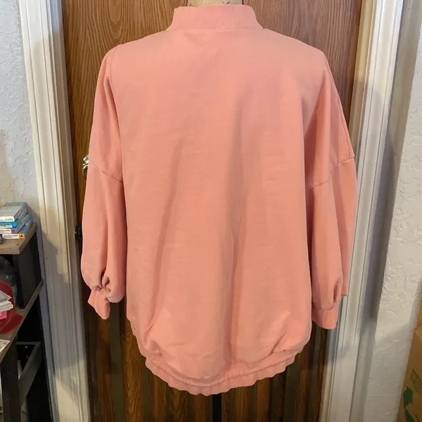 Nap Loungewear Peach Coral Oversized Sweatshirt Hi-Low Drawstring Hem Size Large - Image 4