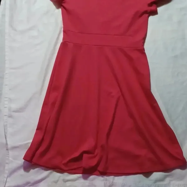 Zara Pink deep v-neck Short-Sleeve Coquette Feminine fit and flare dress - Image 6