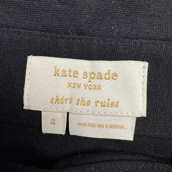 Kate Spade New York Skirt the Rules Black Paperbag Waist Mini‎ Skirt Gold Zip 4 - Image 3