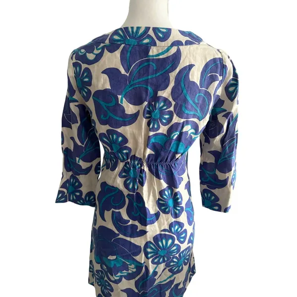 BODEN Womens Blue White Floral Tunic Dress Size US 2 - Image 6