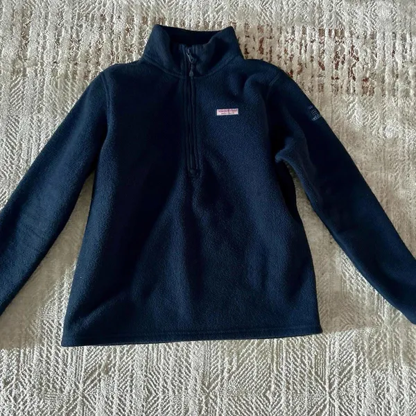 Vineyard Vines Women's Fleece 1/4 Zip Pullover Sweater Martha's Vineyard Blue M - Image 4
