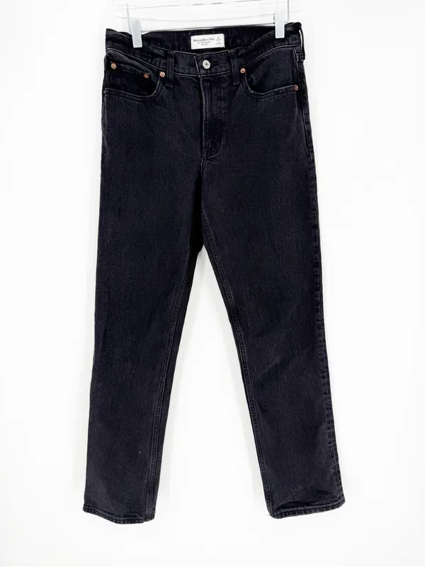 Abercrombie & Fitch 90s Straight Jeans Womens 27 Mid Rise Faded Black Denim - Image 3