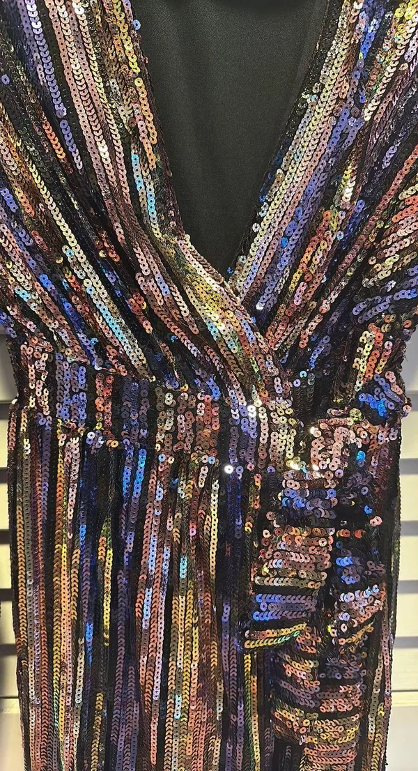 Anna Rae Sequin Stripe Mini Dress - Image 6