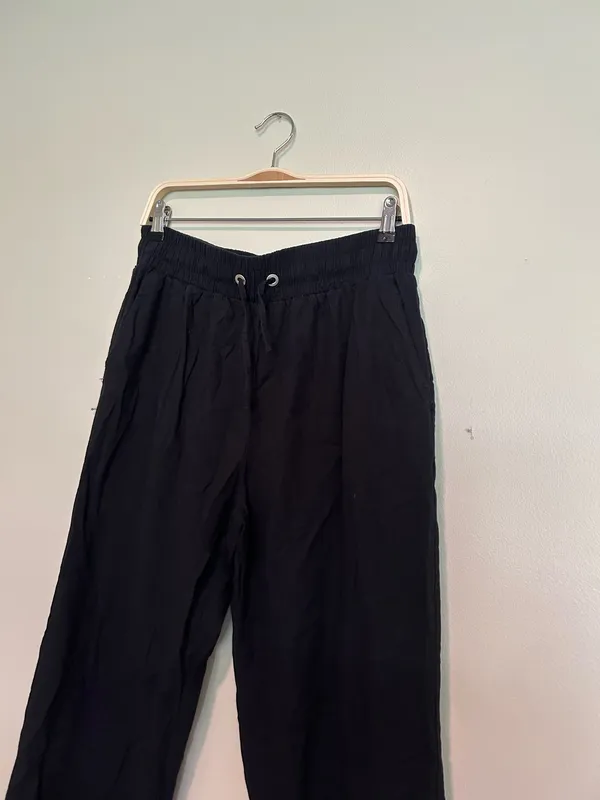 Cotton blend straight leg pants Black Size L - Image 4