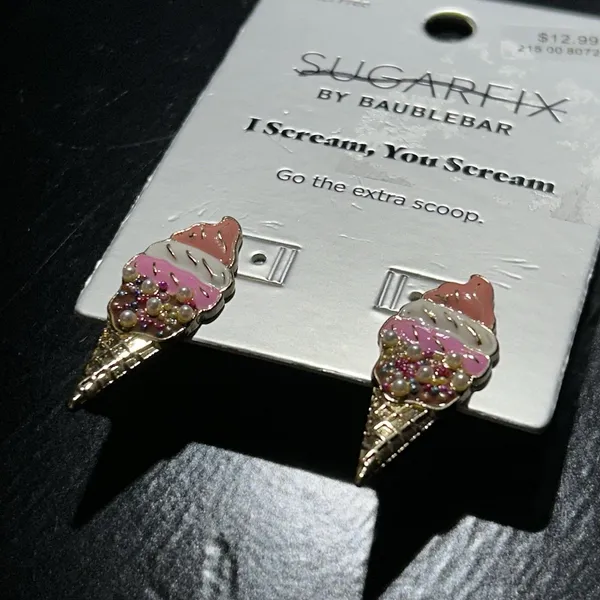 Baublebar X Sugar Fix “I Scream, You Scream” Ice Cream Cone Earrings New - Image 2
