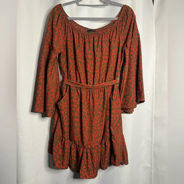Vici Orange and Green Cheetah Print Dress XL - Image 8
