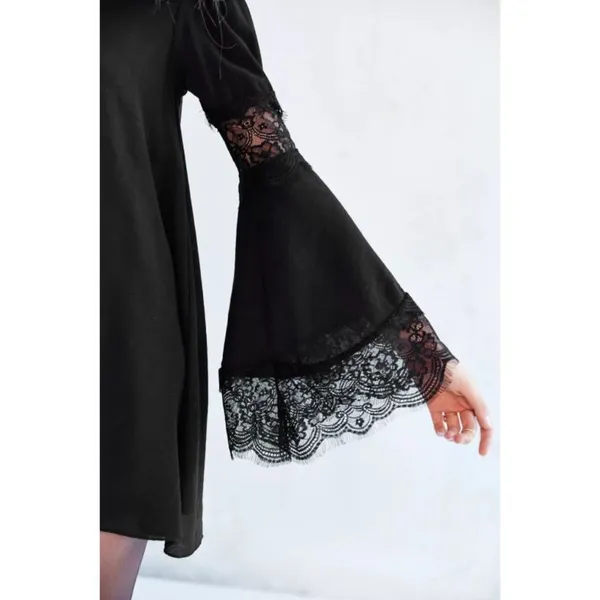 For Love & Lemons Leveon Dress Black Long Sleeve Lace Cut-Outs Cutouts Shift S - Image 4