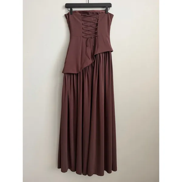 NEW Babyboo Maliyah Maxi Dress in Plum Brown Size Small - Image 8