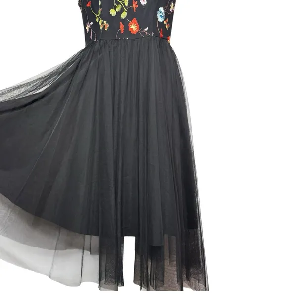 Vissavi Vintage Y2K 8 Tulle Illusion Mesh Dress Embroidered Floral Semi Formal‎ - Image 3