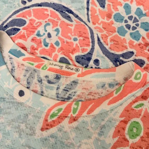 Sundance WHIMSY ROSE Aqua Coral Paisley Floral Baby Waffle Thermal Top Small USA - Image 9