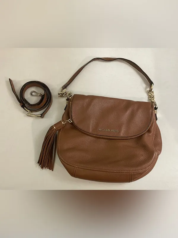 Michael Kors Bedford Convertible Zipper Flap Medium Size, Brown Crossbody - Image 8