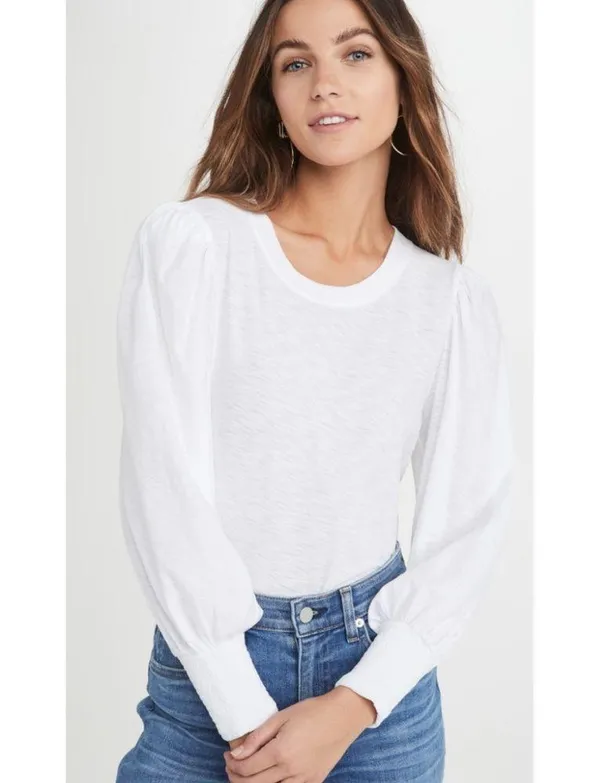 Nation LTD Loren Smocked Tee in White - Image 2