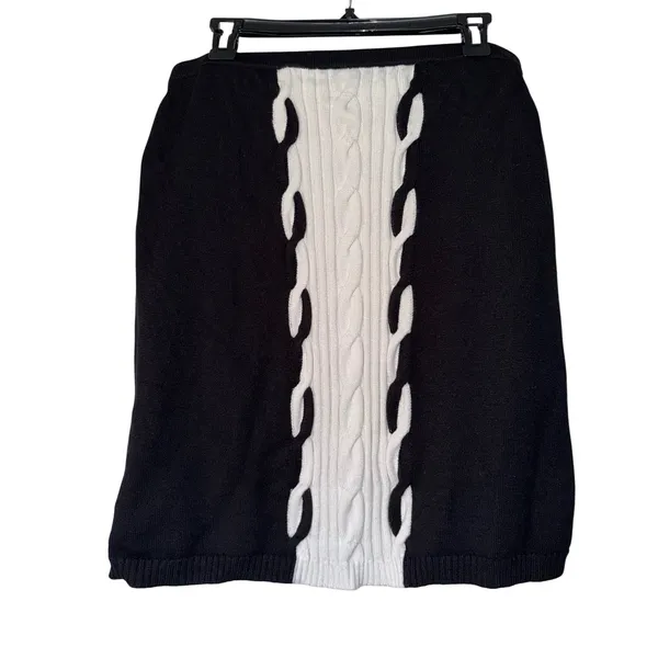 Etcetera Black White Cable Knit 2 Piece Skirt Set small - Image 4