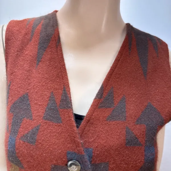 Roper Vintage Red Southwest Felt Button Vest Size S‎ Western Boho V-Neck Lined - Image 2