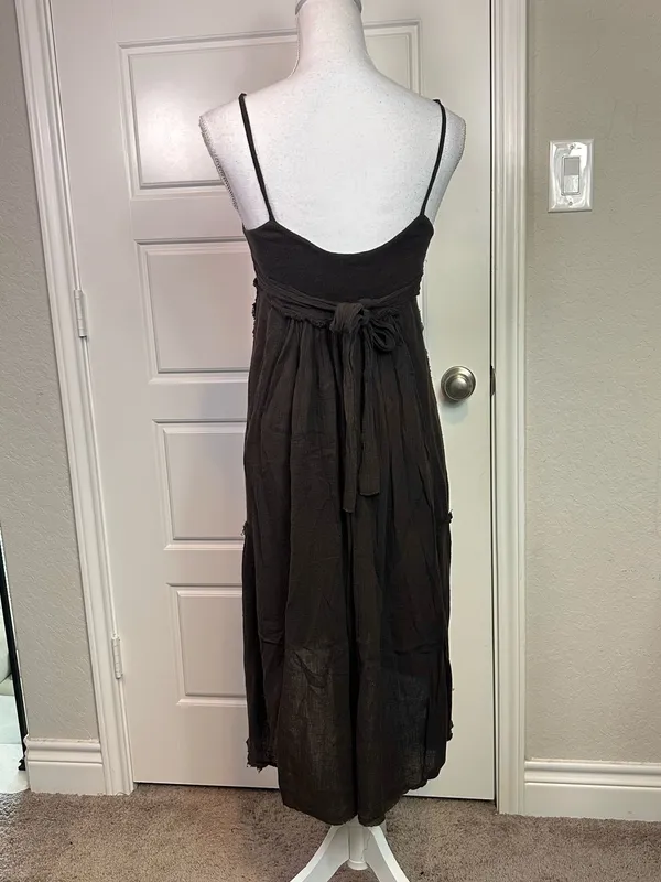 Free People Boho Lightweight Cotton Crochet Bodice Gauzy Dress in Brown Size XS - Image 5