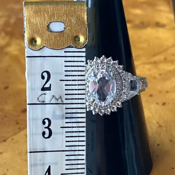 Natural White Topaz Sterling Silver Ring Size 8 - Image 6