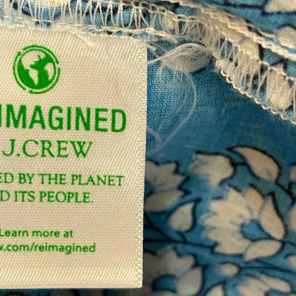 J. Crew Blue and White Patterned Blouse Size Small - Image 7