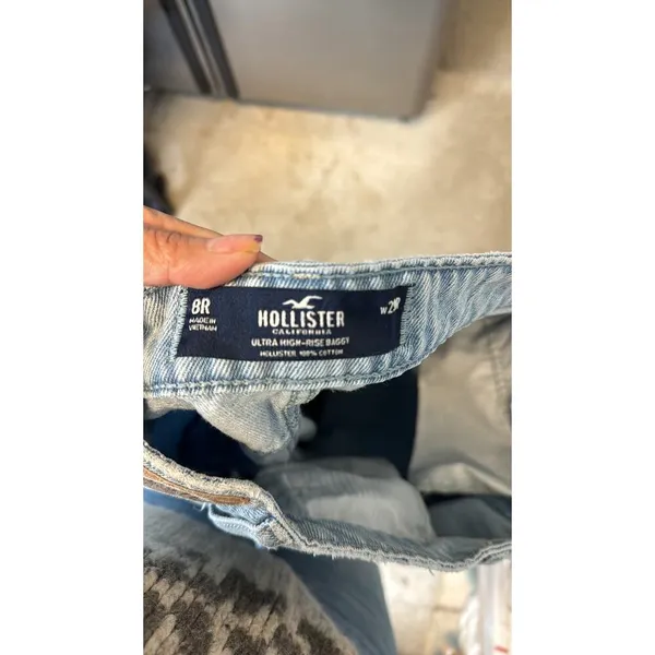 Hollister ultra high ride baggy light was wide leg jeans school retro sz 8 - Image 6