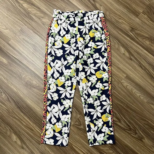 Zara Trafaluc Size S‎ Floral Cropped Pants Paperbag Pockets Elastic Waist Zip Up - Image 4