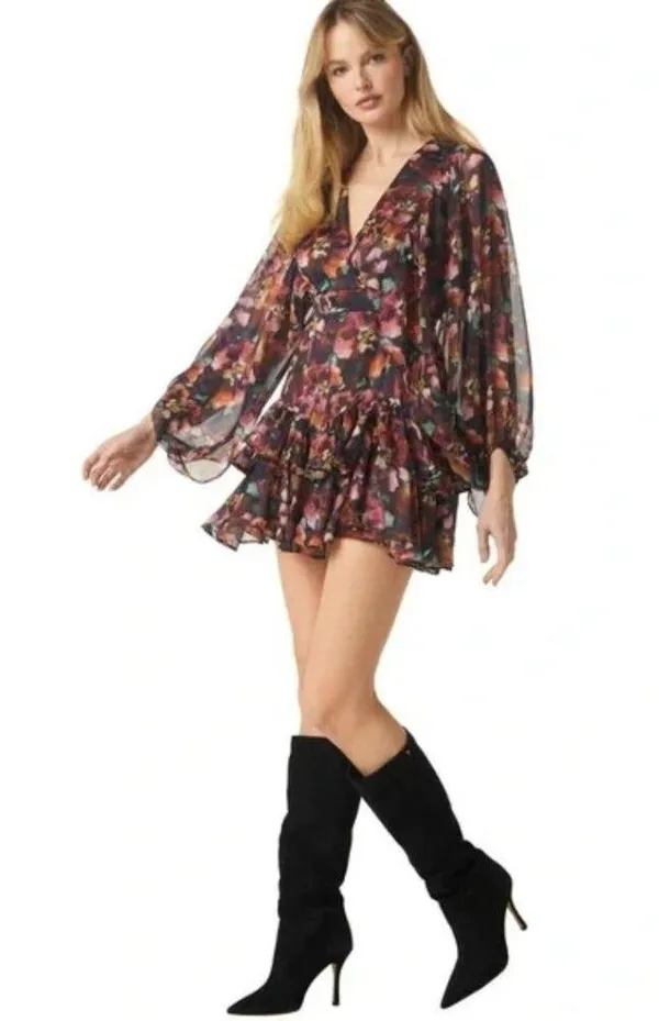 NWT Misa Los Angeles Jolene Libra Fleur Chiffon Mini Dress Size Small - Image 3