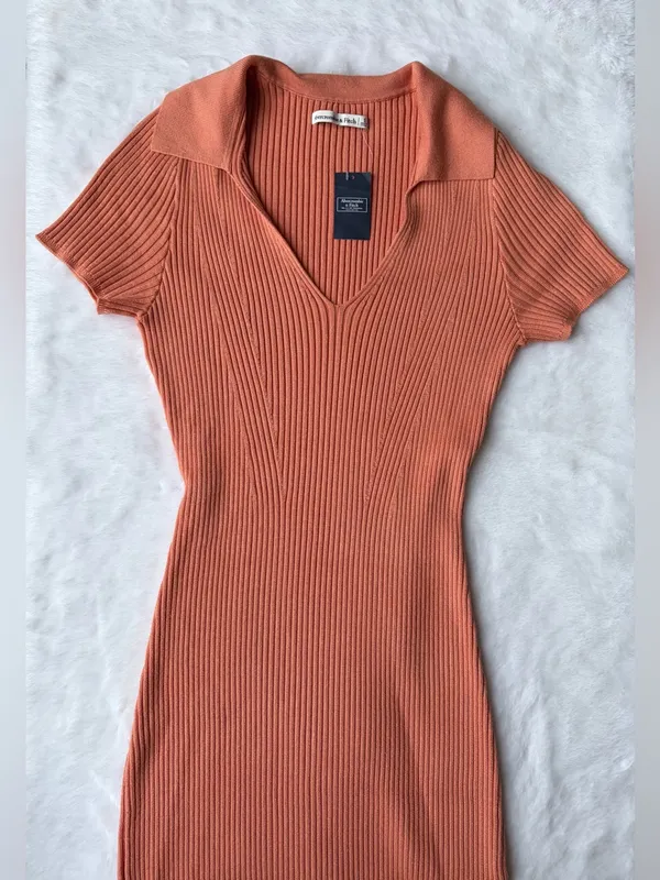 NWT Abercrombie & Fitch Elevated Knit Polo Ribbed Dress - Image 3