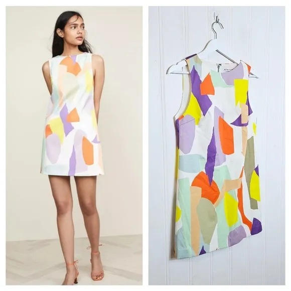 Alice + Olivia Dress Womens 4 Multicolor Abstract Print Sleeveless Shift Mini - Image 2