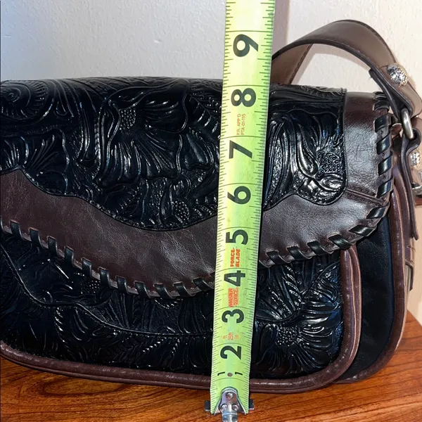 MCM Black and Brown Embossed shoulder Bag - Image 8